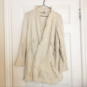 anthropologie boho fringe cardigan